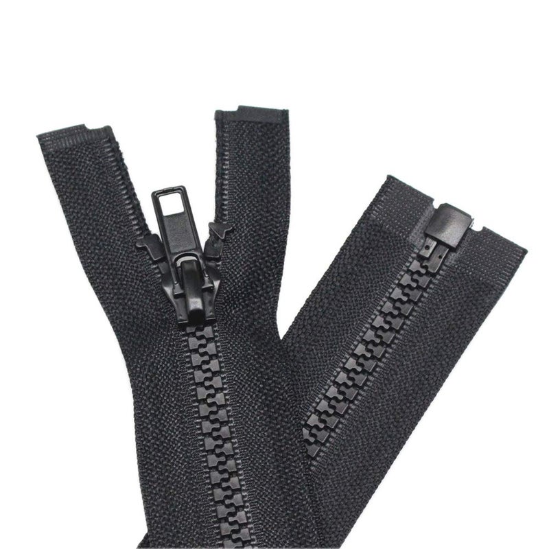 YaHoGa 2PCS #5 28 Inch Separating Jacket Zippers for Sewing Coats Jacket Zipper Black Molded Plastic Zippers Bulk (28" 2pc) - Image 1
